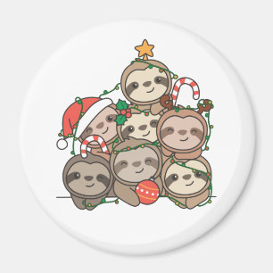 Sloth Christmas Tree Funny Animal Christmas Magnet