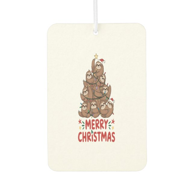 Sloth Christmas Tree Merry Holiday Autolufterfrischer (Vorderseite)