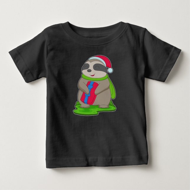 Sloth Christmas Weihnachtsmannmütze Baby T-shirt (Vorderseite)