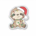Sloth Christmas Winter Animals Sloths Aufkleber<br><div class="desc">Die Sloth at Christmas with fairy lights. Funny animals with ohrts and snow for the holidays. In Sweet Christmas Greeting. Sloths are cute animals and perfect for Christmas.</div>