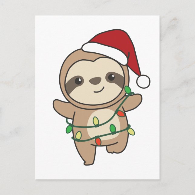 Sloth Christmas Winter Animals Sloths Feiertagspostkarte (Vorderseite)