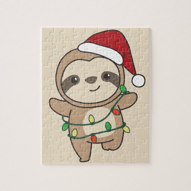 Sloth Christmas Winter Animals Sloths Jigsaw Puzzl (Vertikal)