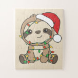 Sloth Christmas Winter Animals Sloths Jigsaw Puzzl<br><div class="desc">Die Sloth at Christmas with fairy lights. Funny animals with ohrts and snow for the holidays. In Sweet Christmas Greeting. Sloths are cute animals and perfect for Christmas.</div>