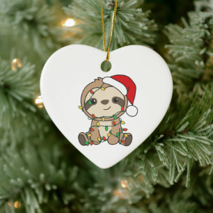 Sloth Christmas Winter Animals Sloths Keramik Ornament