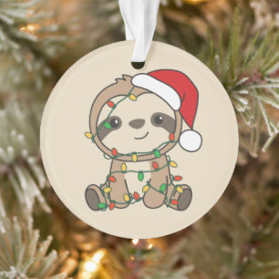Sloth Christmas Winter Animaux Sloths Ornament