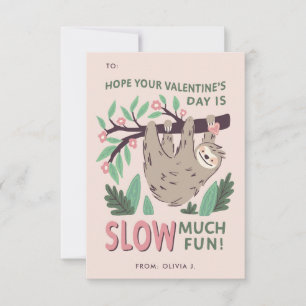 Sloth Classroom Valentine's Exchange Card Einladung