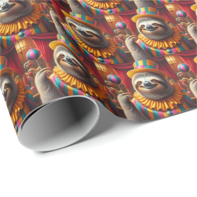 Sloth Clown Geschenkpapier (Rolleneckpunkt)