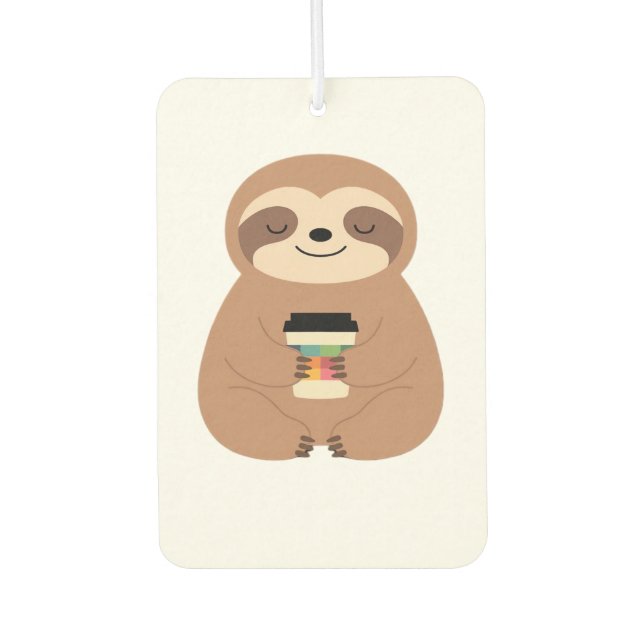 Sloth Coffee Time Classic T-Shirt Autolufterfrischer (Vorderseite)