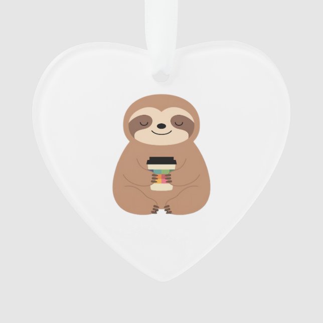 Sloth Coffee Time Classic T-Shirt Ornament (Vorderseite)
