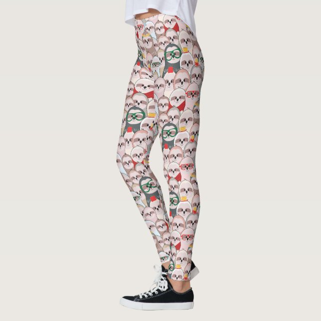 Sloth-Comic-Muster Leggings (Links)