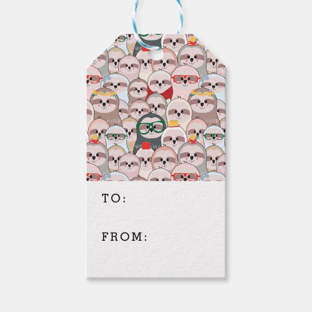 Sloth Comic Pattern Geschenkanhänger (Vorderseite)