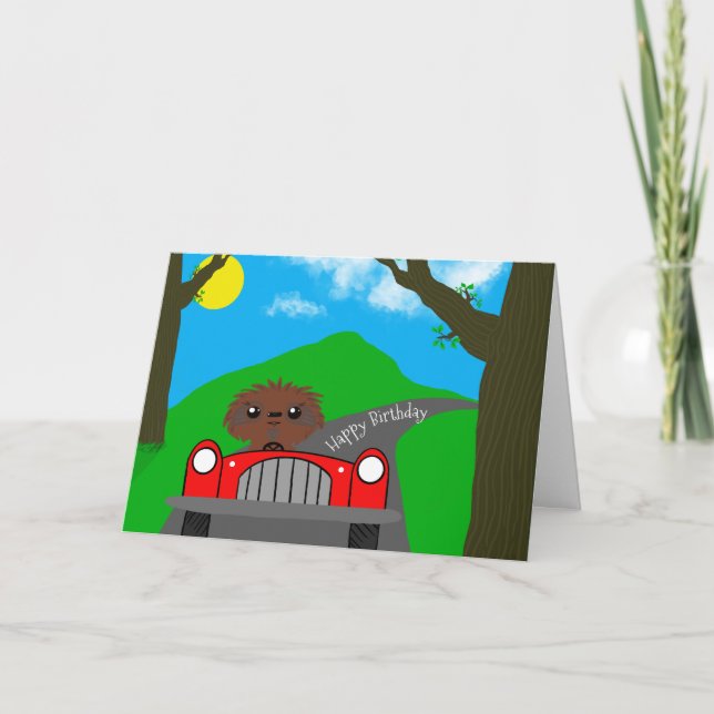 Sloth conduit une voiture carte d'anniversaire (Devant)