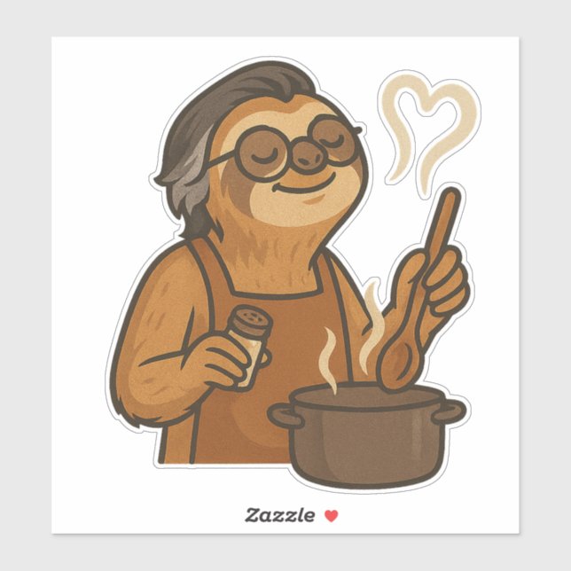 Sloth Cook Aufkleber (Blatt)