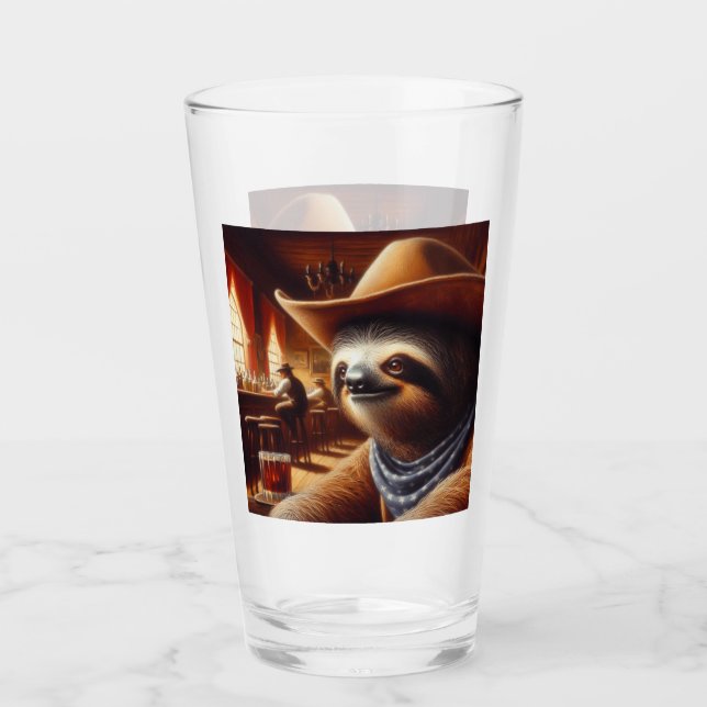Sloth Cowboy in Saloon Glas (Vorderseite)