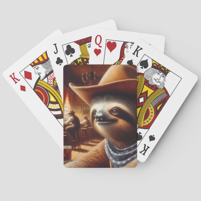 Sloth Cowboy in Saloon Spielkarten (Rückseite)