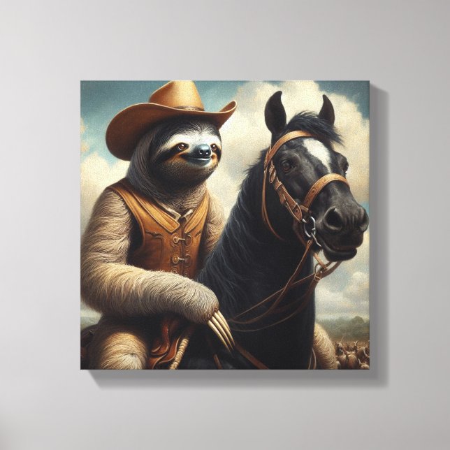 Sloth Cowboy Leinwanddruck (Vorderseite)