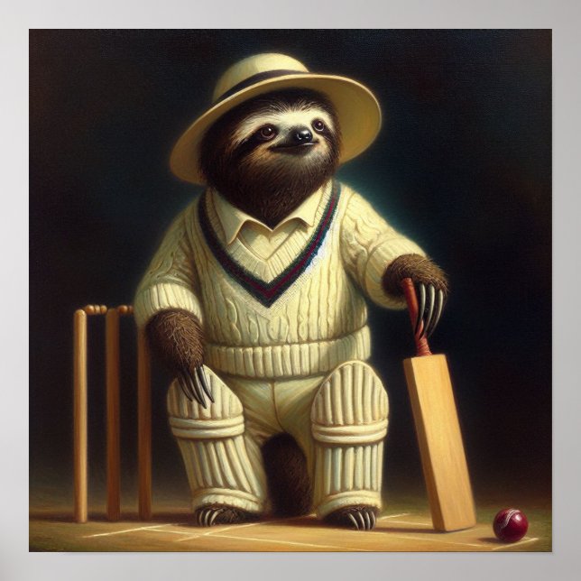 Sloth Cricket Player Poster (Vorne)