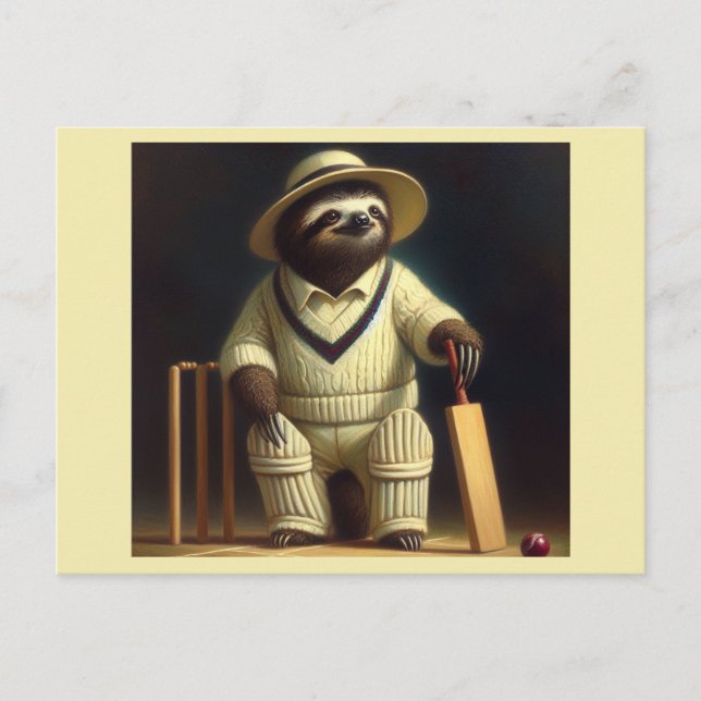 Sloth Cricket Player Postkarte (Vorderseite)