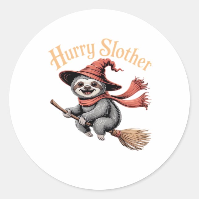 Sloth Cute Halloween Witch Funny Essential T-Shirt Runder Aufkleber (Vorderseite)