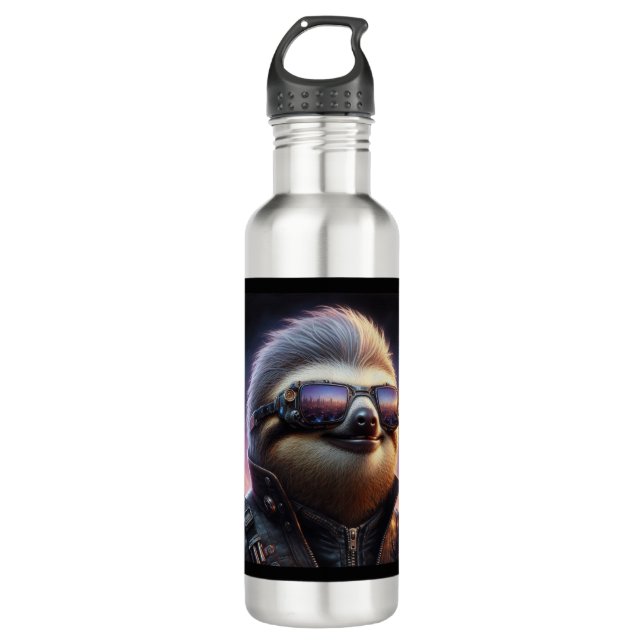 Sloth Cyberpunk Edelstahlflasche (Vorderseite)