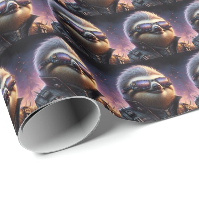 Sloth Cyberpunk Geschenkpapier (Rolleneckpunkt)