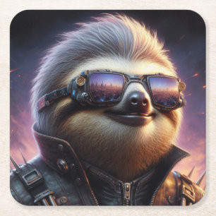 Sloth Cyberpunk Rechteckiger Pappuntersetzer