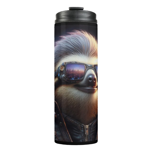 Sloth Cyberpunk Thermosbecher (Vorderseite)