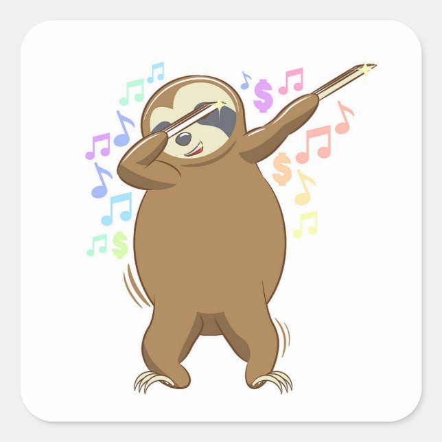 Sloth Dab Quadratischer Aufkleber (Vorderseite)