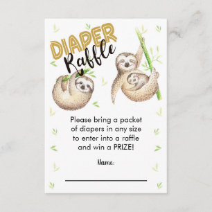 Sloth Diaper Raffekarte 3.5 x 5 Begleitkarte