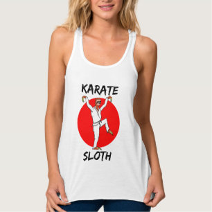 Sloth Doing Karate Japan Flag Tank Top