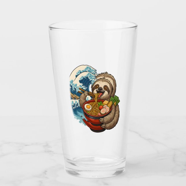 Sloth Eating Japanese Ramen Glas (Vorderseite)