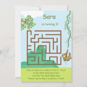 Sloth et feuilles, labze puzzle invitations d'anni
