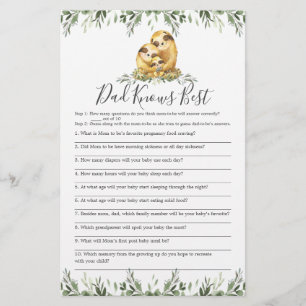 Sloth Family Baby Shower Vater kennt das beste Spi