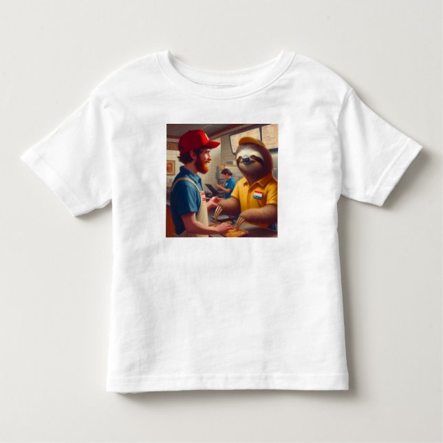 Sloth Fast Food Worker Kleinkind T-shirt (Vorderseite)