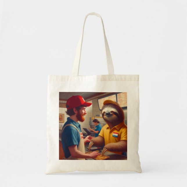 Sloth Fast Food Worker Tragetasche (Vorne)
