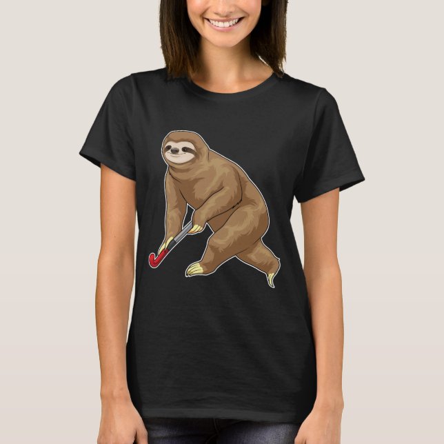 Sloth Field Hockey Hockey-Stick T-Shirt (Vorderseite)