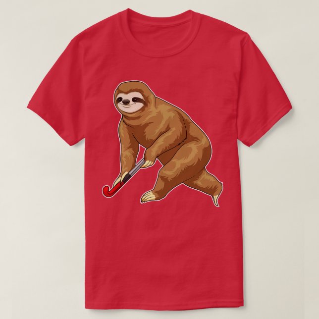 Sloth Field Hockey Hockey-Stick T-Shirt (Design vorne)