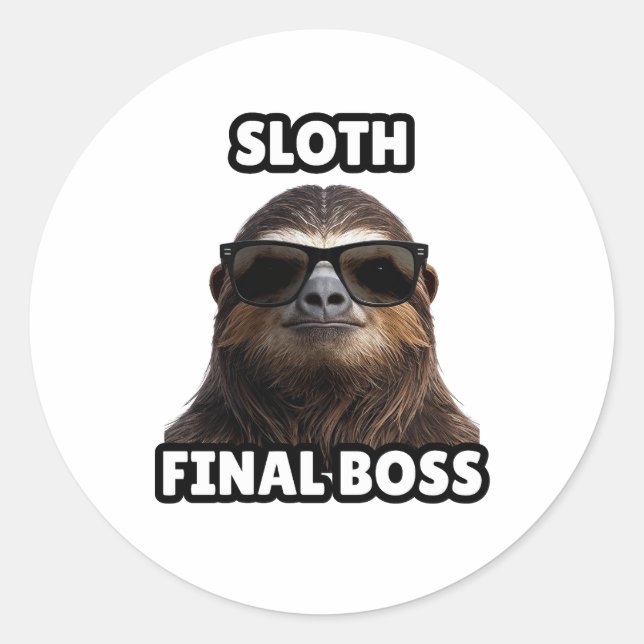 Sloth Final Boss Funny Sticker (Vorderseite)