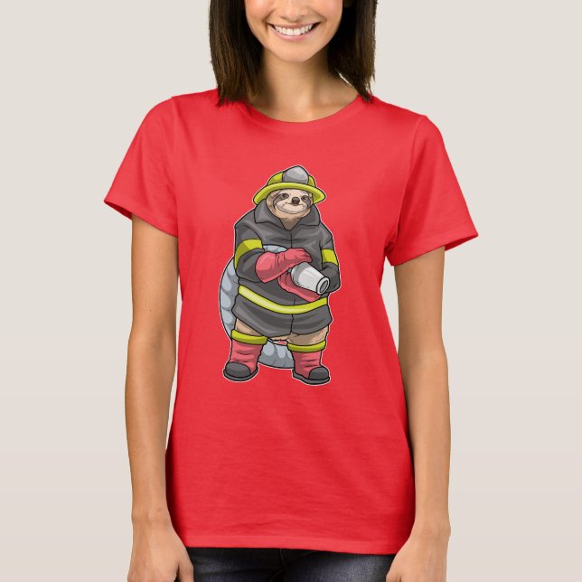 Sloth Firefighter Feuerlöscher T-Shirt (Vorderseite)