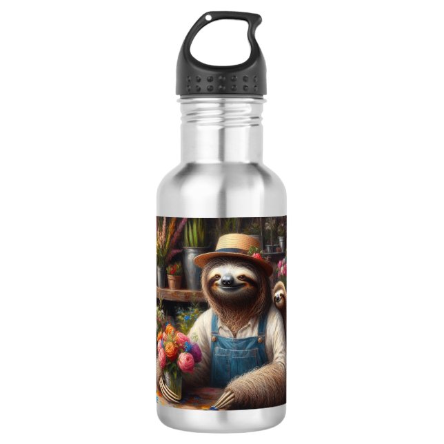 Sloth Florist Edelstahlflasche (Vorderseite)