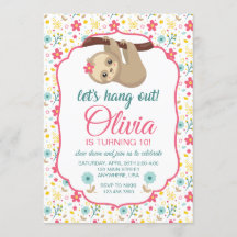Sloth Flower Anniversaire Invitation Laissez-nous 