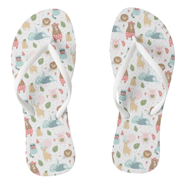 Sloth & Friends-Muster Flip Flops (Fußbett)