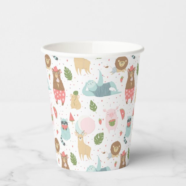Sloth & Friends Pattern Pappbecher (Links)