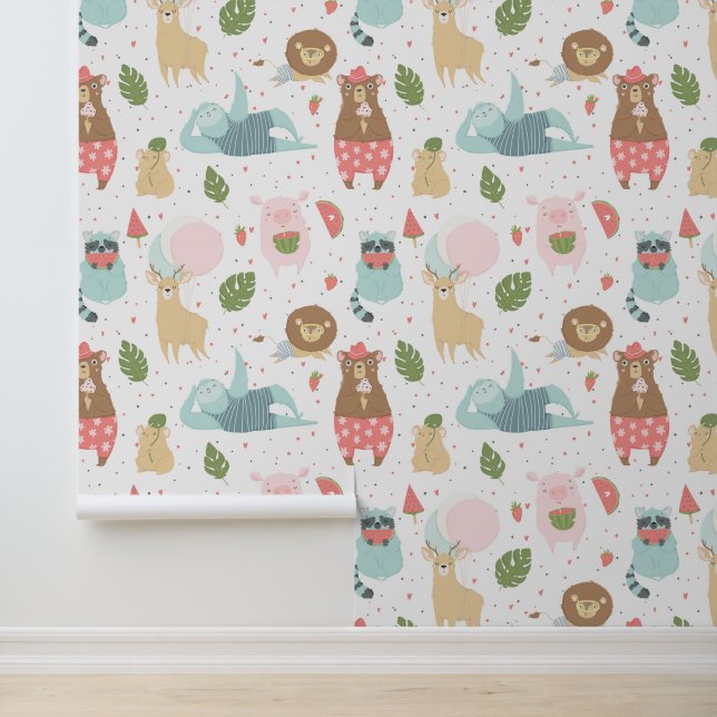 Sloth & Friends Pattern Tapete (Anwendung)