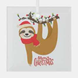 Sloth Frohe Weihnachten Niedlicher Feiertag Tier Ornament Aus Glas