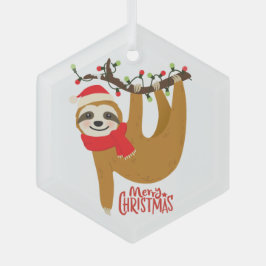 Sloth Frohe Weihnachten Niedlicher Feiertag Tier Ornament Aus Glas