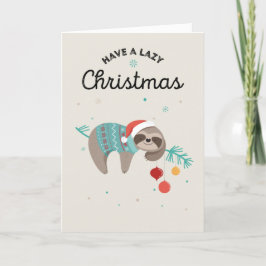 Sloth Funny Lazy Christmas Card Feiertagskarte