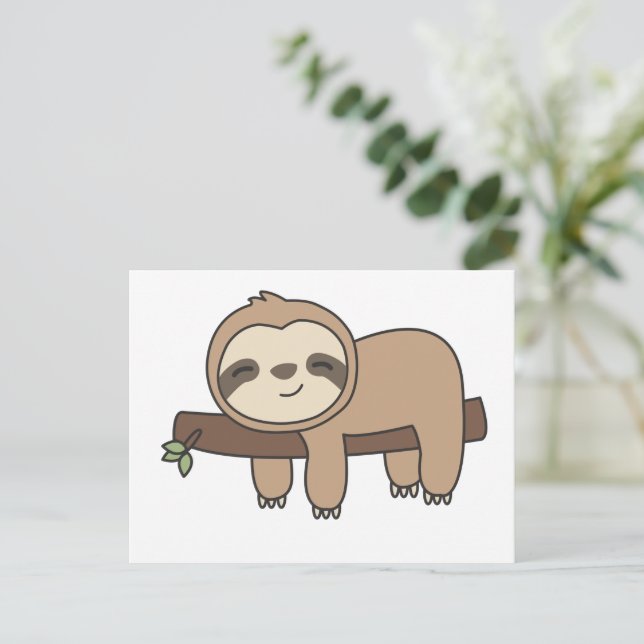 Sloth Funny Relaxed Niedlicher Tiere für Kinder Po Postkarte (Stehend Vorderseite)