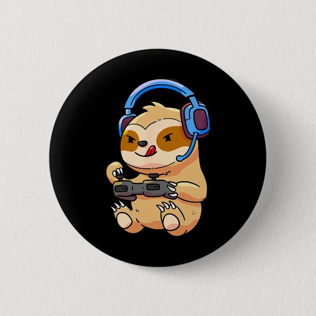 Sloth Gaming Sloths Video Game-Geschenk Button (Vorderseite)
