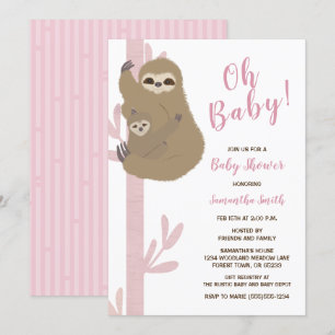 Sloth Girl Baby Shower Einladung